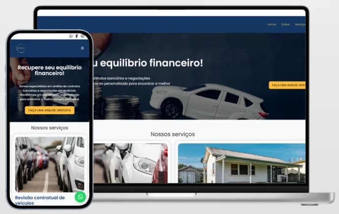 Site da Hórus Intermediações exibido em notebook e celular